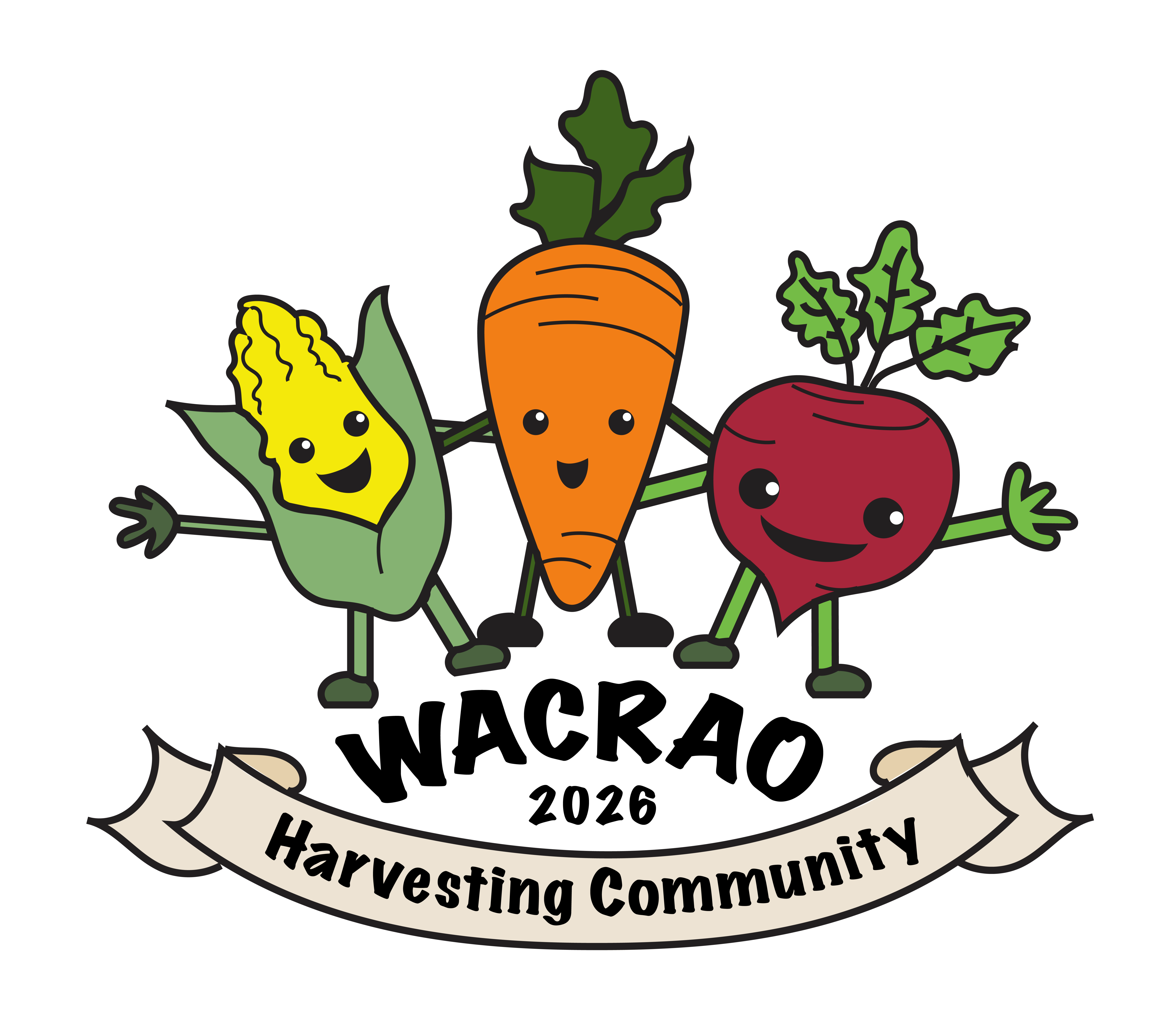 Happy veggies with their arms around each other