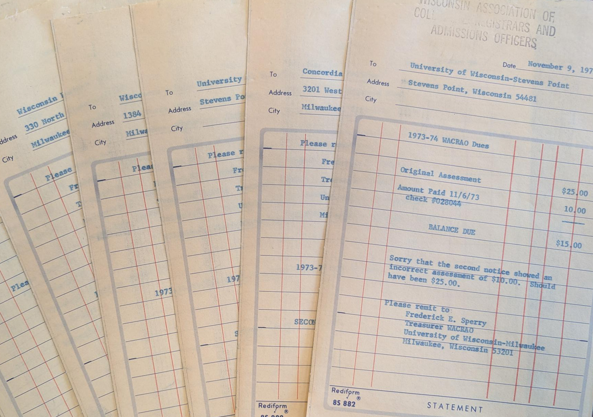 past WACRAO documentas showing past dues